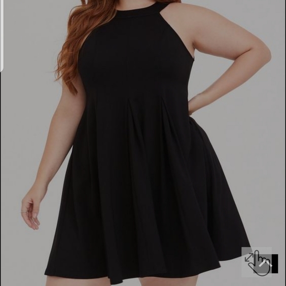 Black Torrid Mini Studio Luxe Ponte High Neck Skater Dress Size 4 - Picture 3 of 10